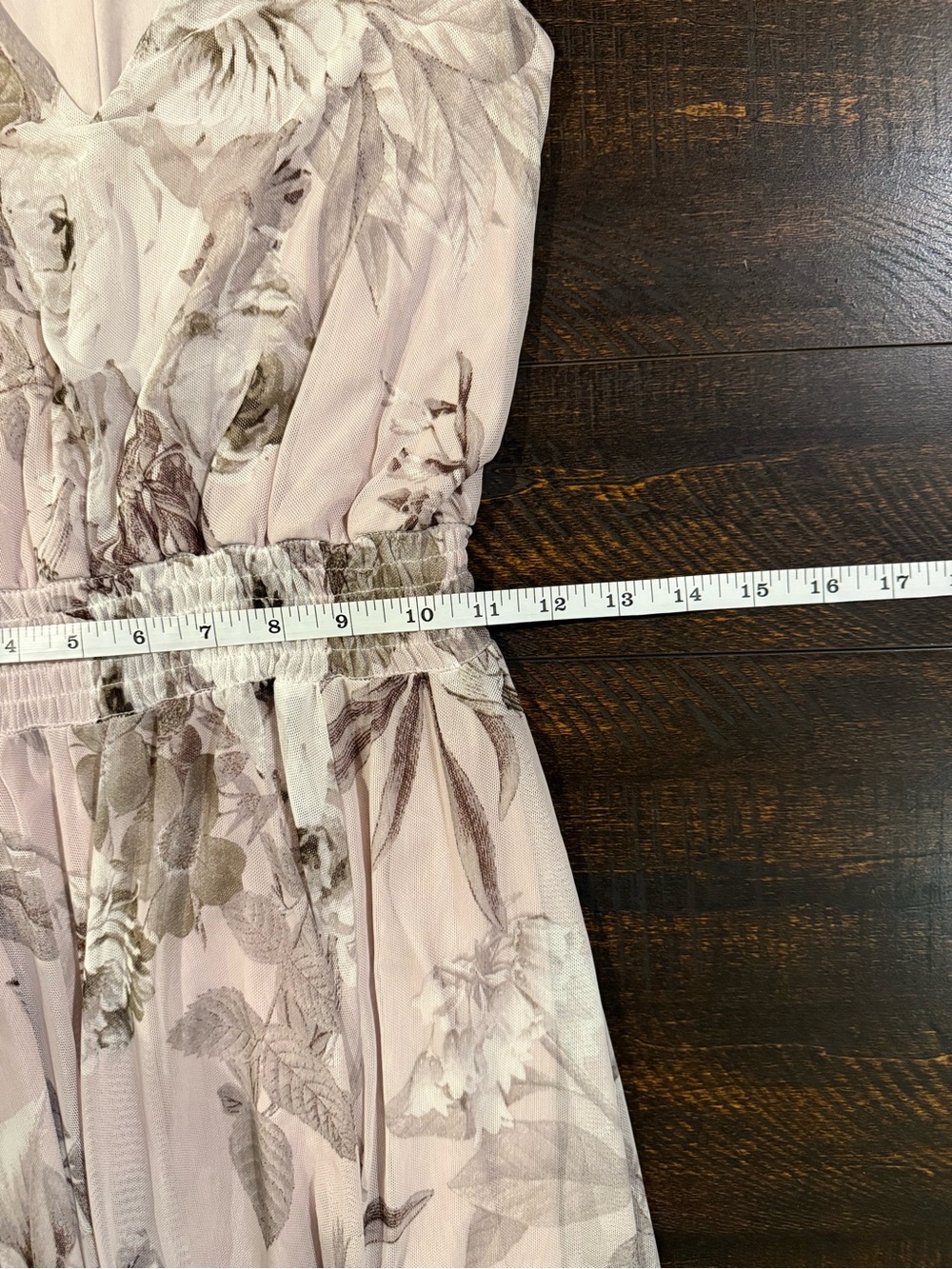 Kate & Lily Blush Floral Chiffon Maxi Dress Smocked Waist Size 4 - Picture 11 of 12